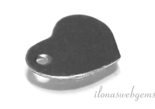 Sterling zilveren bedeltje / label hartje ca. 10x8mm