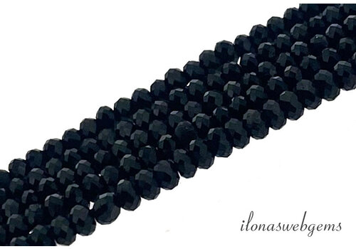 Zwarte Toermalijn kralen facet rondel ca. 2x1,5mm