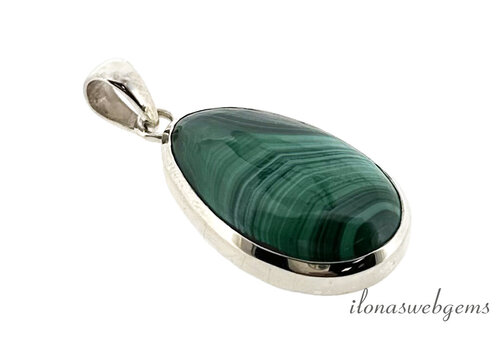 Sterling Silver Malachite Pendant approx. 37x20x8mm