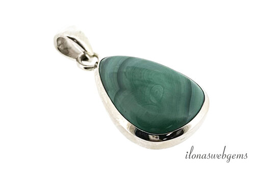 Sterling Zilveren hanger Malachiet ca.