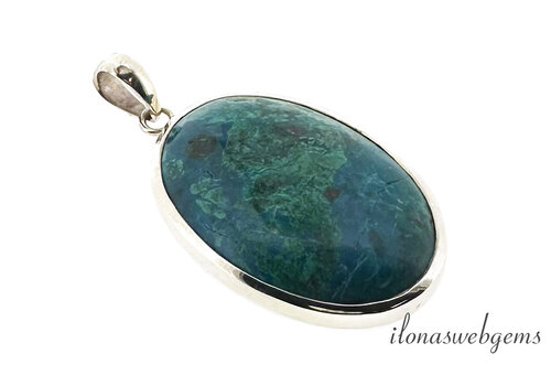 Sterling Zilveren hanger Chrysocolla ca. 48x30x6mm
