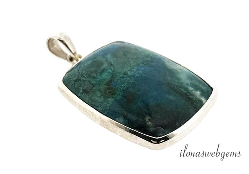 Sterling Zilveren hanger Chrysocolla ca. 45x31x6mm