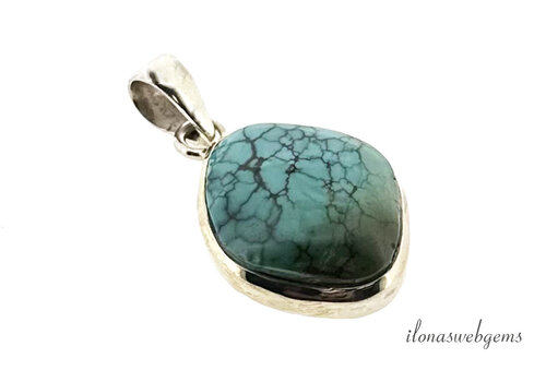 Sterling Zilveren hanger Turkoois ca. 31x20x7mm