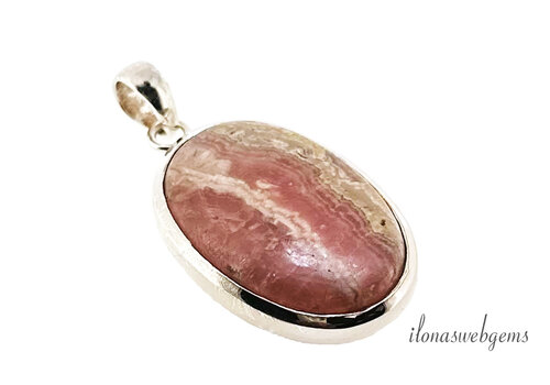 Sterling Zilveren hanger Rhodochrosiet ca. 40x23x7mm