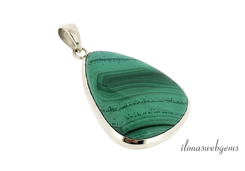 Sterling Silver Malachite Pendant approx. 44x28x7mm
