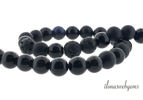 Black mix beads round approx. 8mm