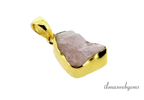 Vermeil (1 micron) hanger Rozenkwarts ca. 23x14x8mm