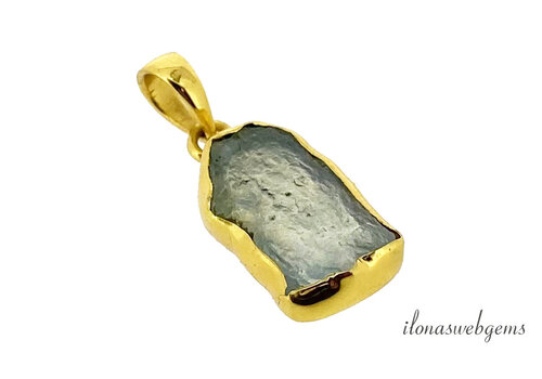 Vermeil (1 micron) hanger Aquamarijn ca. 27x13x5mm