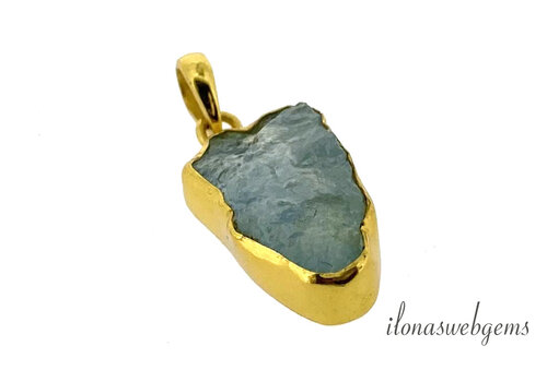 Vermeil (1 micron) hanger Aquamarijn ca. 30x14x9mm