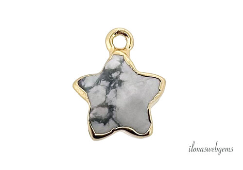 Minimalistischer Howlith-Sternanhänger aus Vermeil, ca. 15x12mm