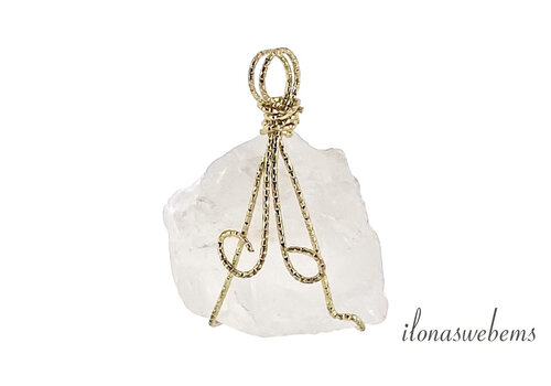 Goudkleur wire hanger Bergkristal ca. 48x37mm