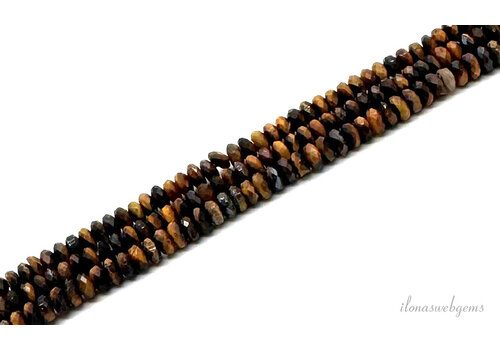 Tijgeroog kralen facet rondel ca. 4x2mm