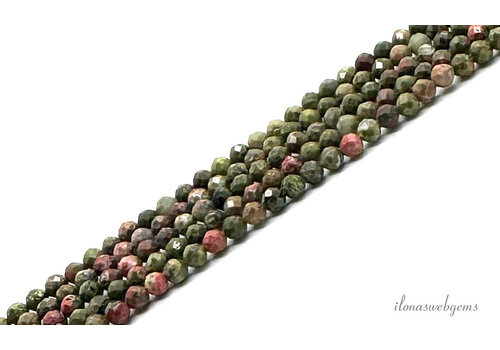Unakiet kralen groen facet rond ca. 3mm