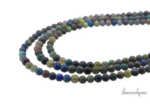 Zwarte Edelopaal kralen rond ca.