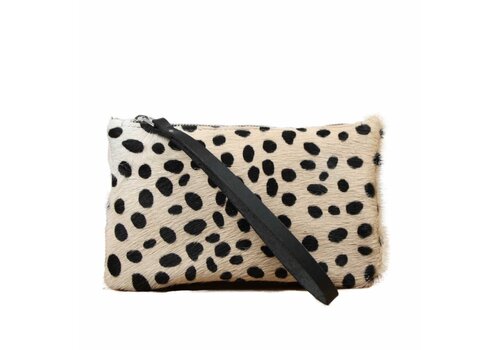 Van Buren - Clutch  Koeienhuid Dalmatier print met Zwart Lederen Polsband