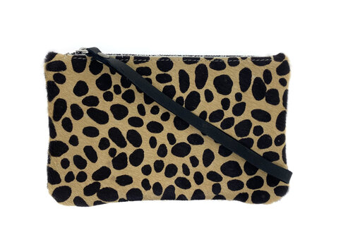 Van Buren - Clutch Koeienhuid wit Dalmatier print met Zwart Lederen Polsband
