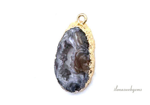 Vergoldeter Achatanhänger, ca. 26 x 14 x 6 mm
