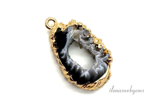 Vergoldeter Achatanhänger, ca. 24 x 15 x 6 mm