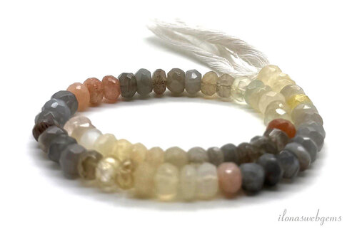 Moonstone beads facet rondel approx. 6x4mm