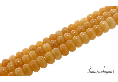 Oranje Jade kralen rondel ca. 8x5mm