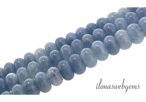 Blauwe Jade kralen rondel ca. 8x5mm