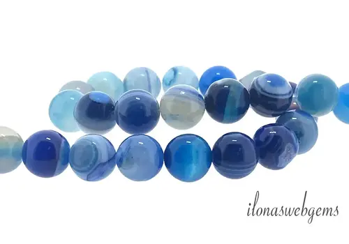 Blauwe Sardonyx kralen rond ca. 10mm