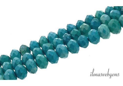 Turquoise Howlite beads faceted roundel approx. 6x4mm