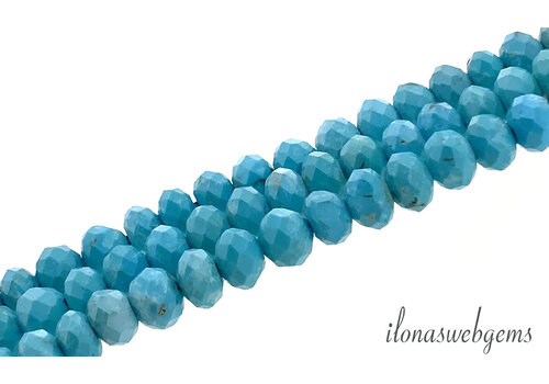 Turquoise Howliet kralen facet rondel ca. 6x4mm