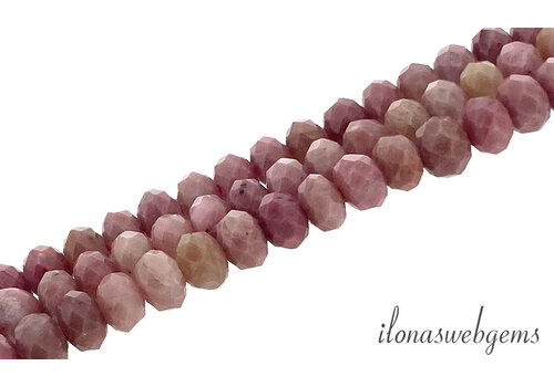 Rhodonite beads faceted roundel approx. 6x4mm