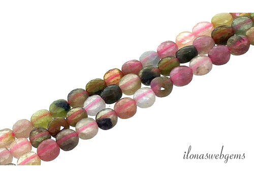 Tourmaline beads facet coin approx. 4x2mm