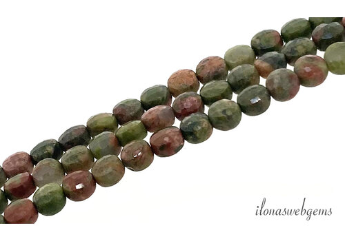 Unakite beads facet coins approx. 4x2mm