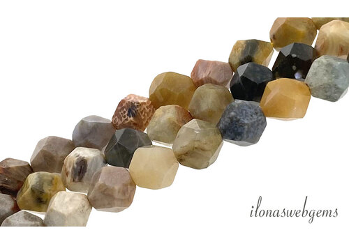 Jasper beads facet round approx. 8mm