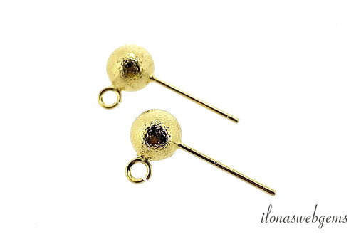 1 pair of Premium gold plated hammered stud earrings approx. 6mm