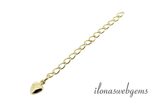 Premium gold plated verlengkettinkje met hartje ca. 5cm