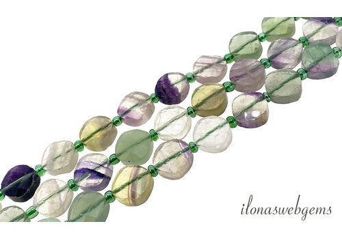 Fluorite beads facet coins approx. 10mm