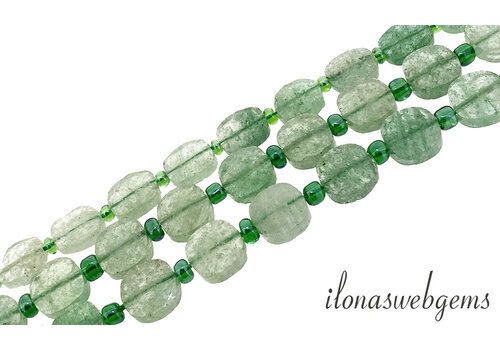 Grüne Fluoritperlen quadratisch facettiert ca. 10x8mm