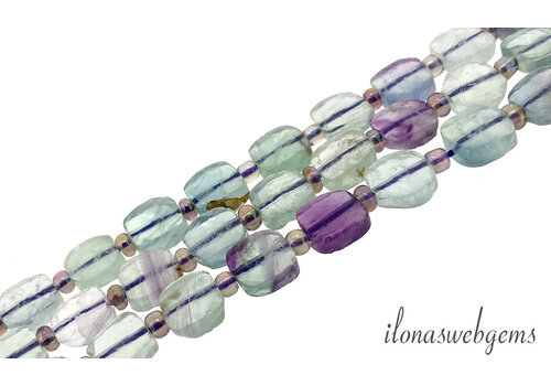 Fluoriet kralen facet vierkant ca. 8mm