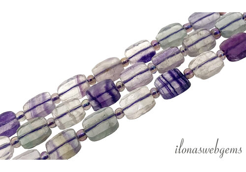 Fluoriet kralen facet vierkant ca. 8mm