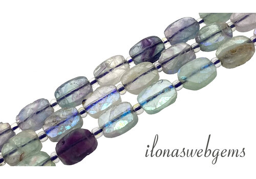 Fluoriet kralen facet vierkant ca. 10x8mm