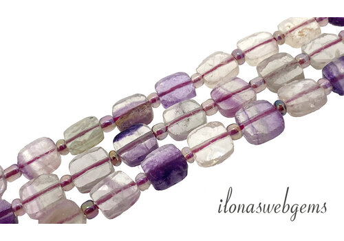 Fluoritperlen Facette Quadrat ca. 10x8mm