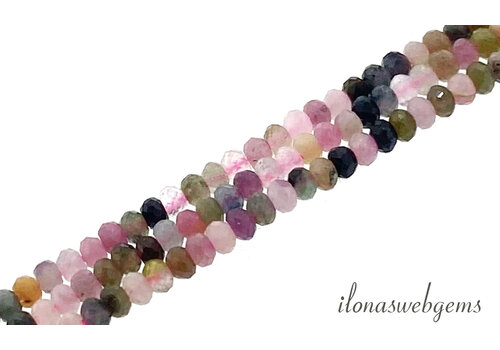 Toermalijn kralen facet rondel ca. 2x1mm