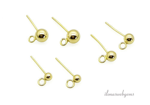 1 Pair Premium gold plated stud earrings with ball 4mm