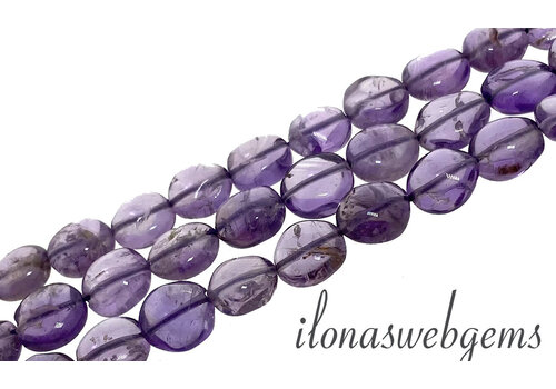 Amethystperlen, flach, rund, ca. 9 x 8 mm