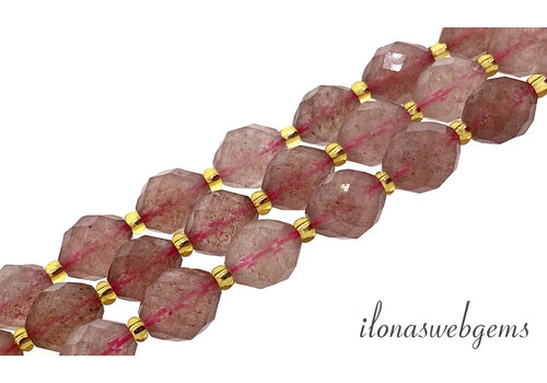 Strawberry Quartz kralen facet rond ca.