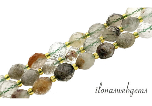 Rutiel Quartz kralen facet rond ca.