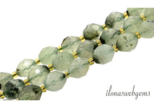 Prehniet kralen tonnetje rond ca. 10x8mm