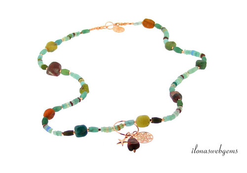 Roman Glass Collier met Rose Gold Filled bedels