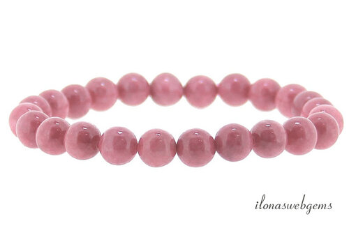 Rhodonit Perlenarmband rund ca. 8mm AAA Qualität