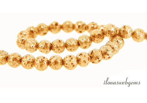 Lavasteen kralen goudkleur rond ca. 4-5mm