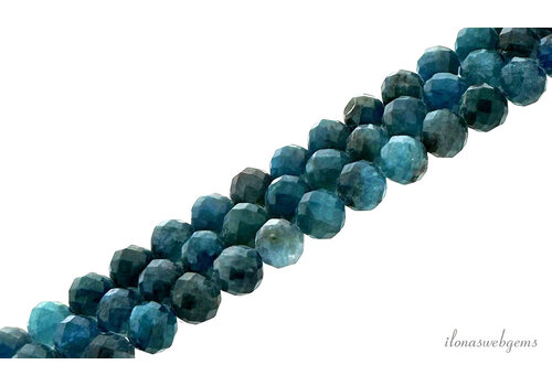 Apatiet kralen blauw facet rond ca. 6mm